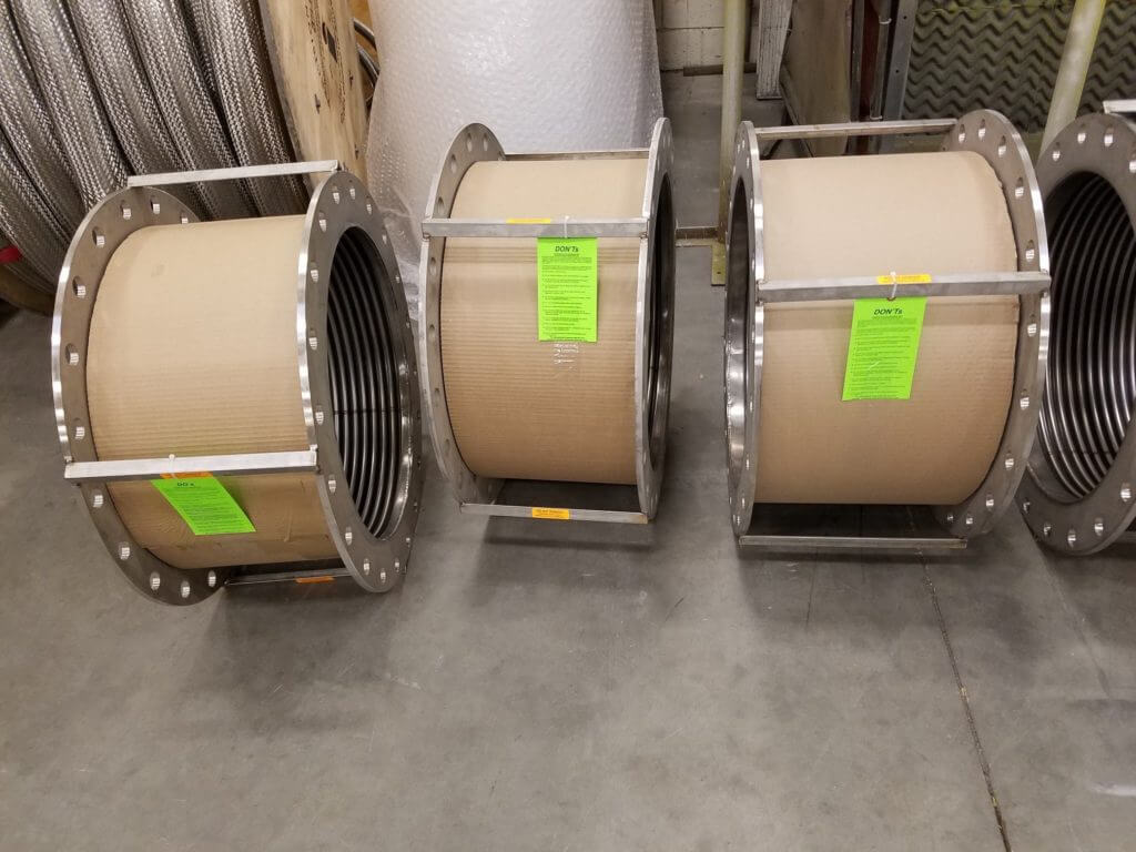 expansion joints from precision hose ready for shipment
